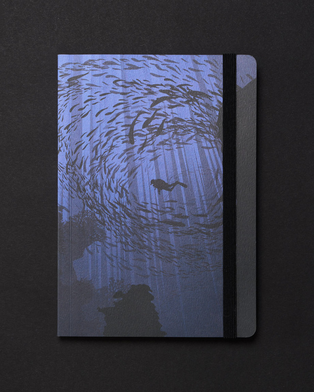 Cognitive Surplus Under The Waves Dark Analysis A5 Black Paper Lined & Dot Notebook