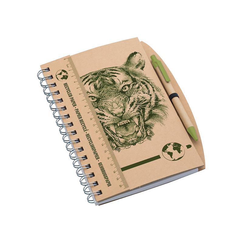 Nature Planet Recycled Pen + Ruler 6" X 8" Notebook - Tiger